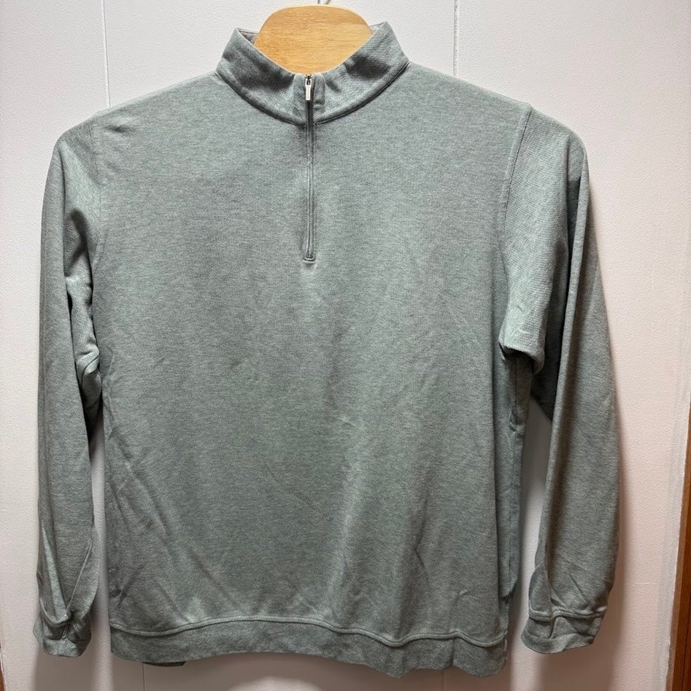 Peter Millar Mens Size XL Quarter Zip Pullover Sage Green Cotton Modal